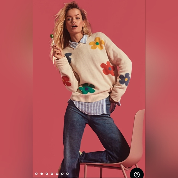 Rails Cream Sweater with Multicolor Floral Design - Picture 3 of 15